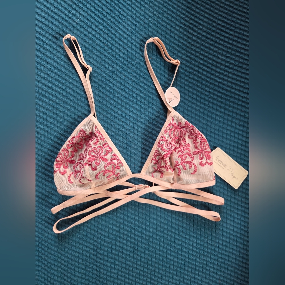 Forever 21 Pink Embroidered Bralette
